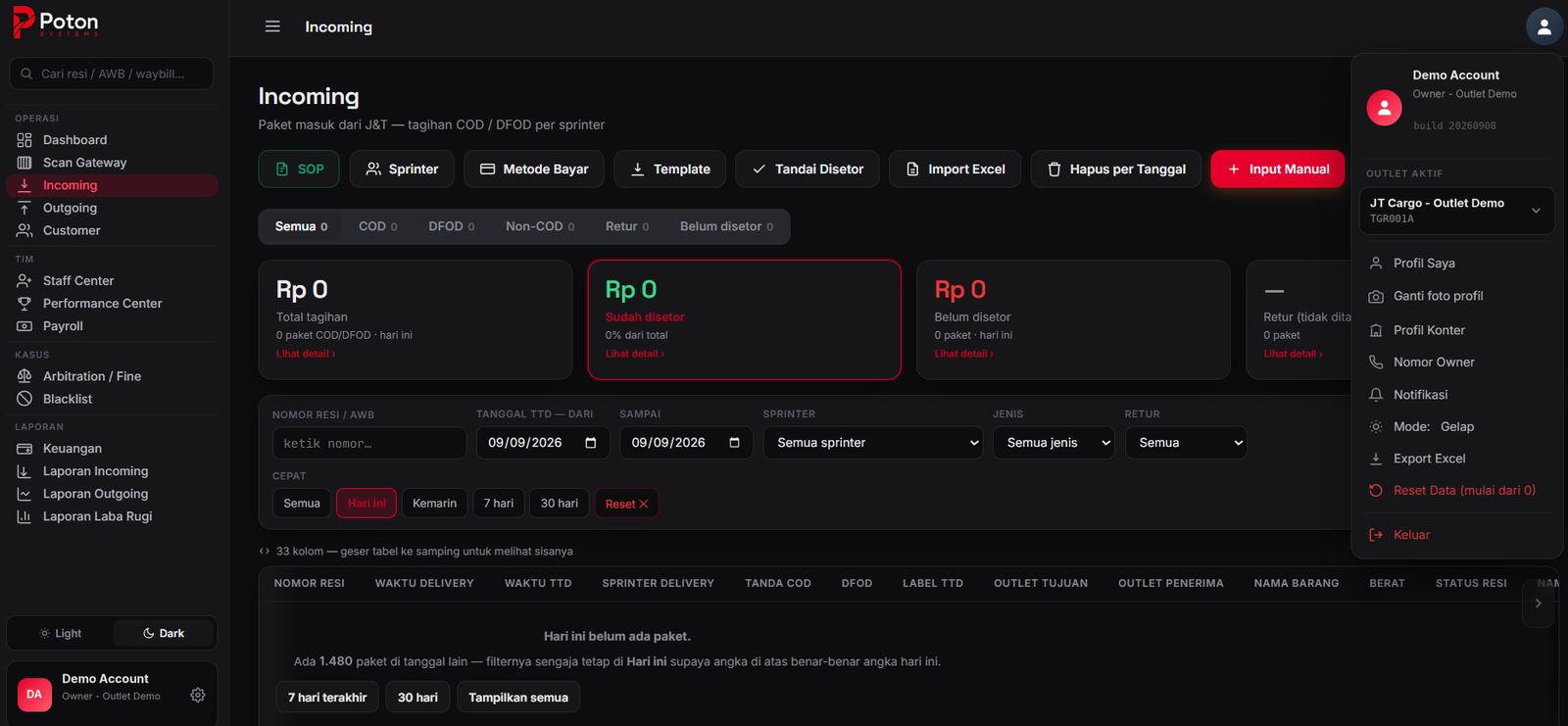 Poton Systems Dashboard Preview